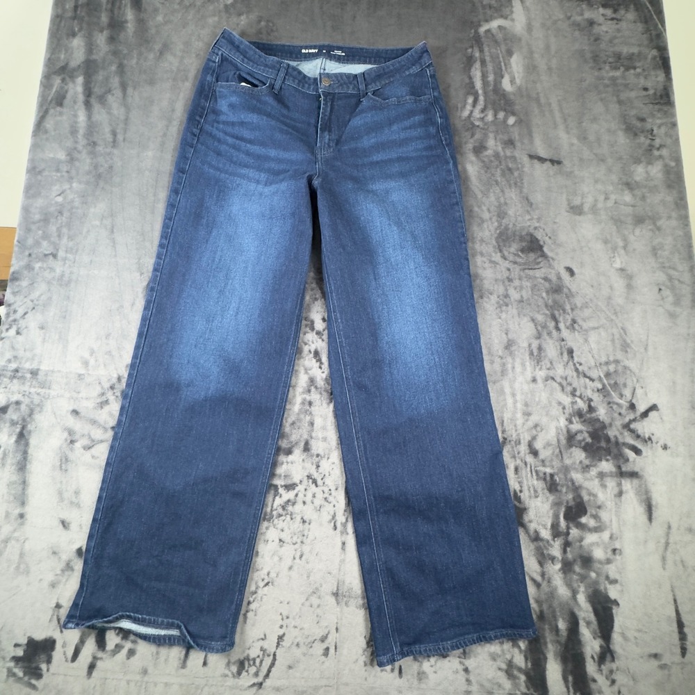 Old Navy Jeans Womens 14 Blue High Rise Wow Wide Leg Denim Stretch